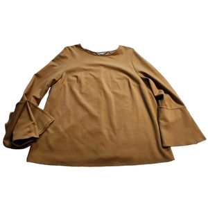 Martha Stewart Women's Gold/Brown Long Layered Sleeve Top Size Large G32